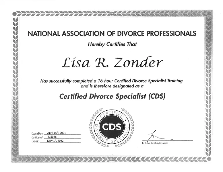 Lisa Zonder's NADP CDS Certification