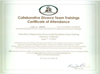 Collaborative Divorce Team Certificate