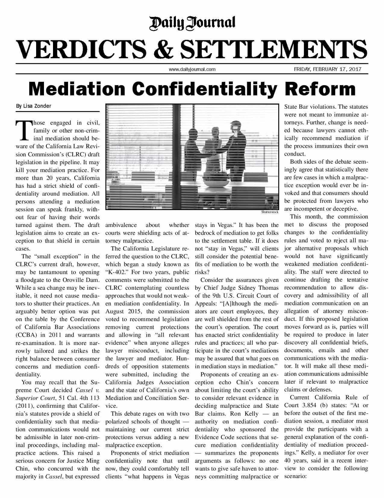 mediation confidentiality